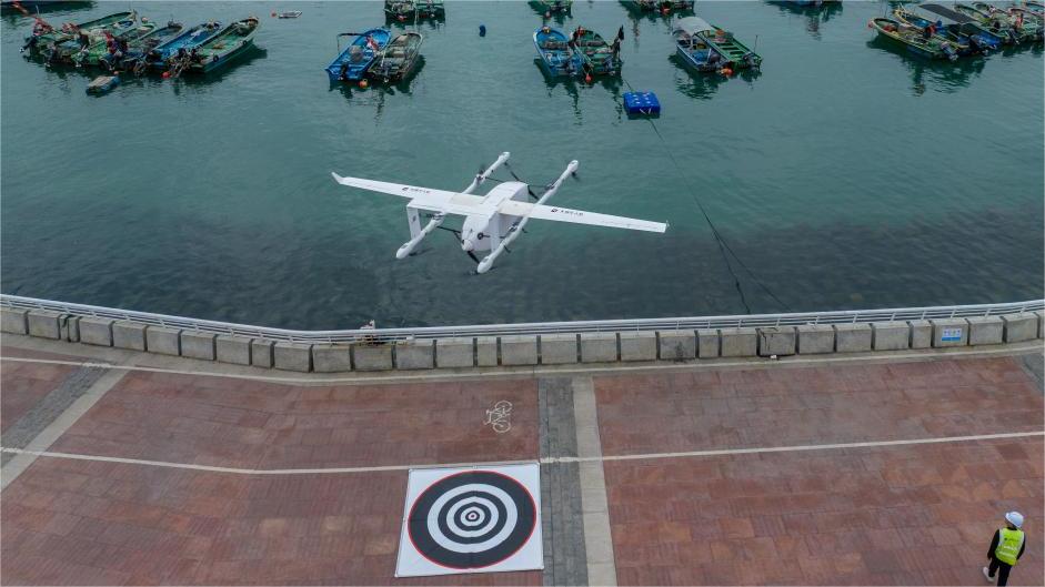 Drone delivery route for seafood put into operation in Shenzhen