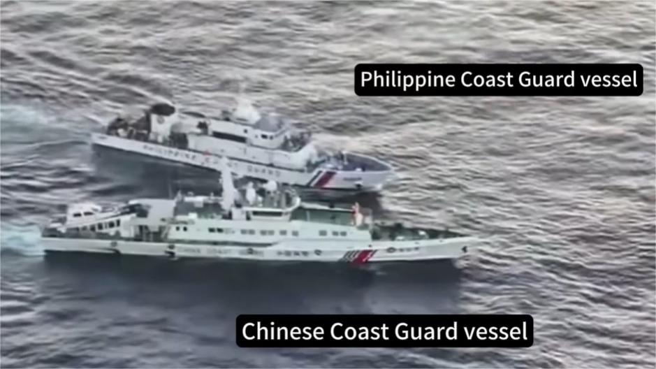 China Coast Guard responds to Philippine vessel intrusion near Ren'ai Jiao of China's Nansha Qundao