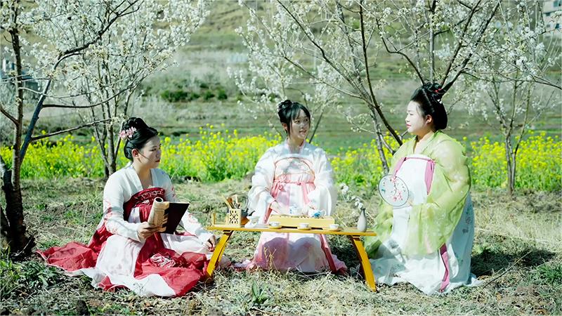 Romance of spring: Cherry blossoms meet beauty of traditional Chinese costume