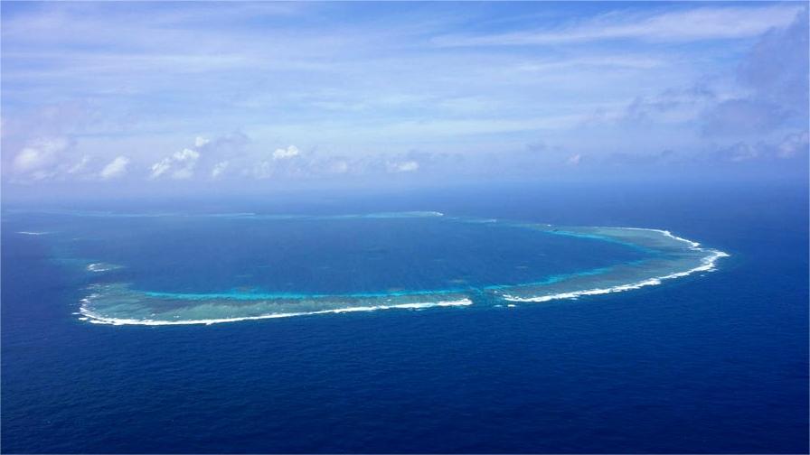 Aerial view of Huangyan Dao in South China Sea