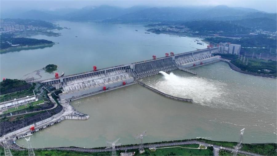 Three Gorges Dam in Hubei discharges floodwater
