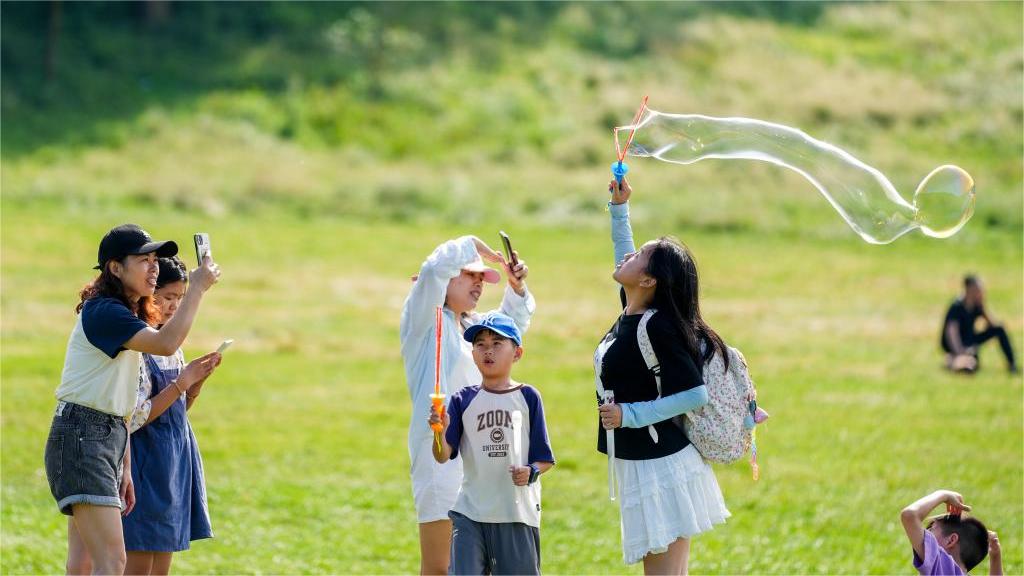 Tourists visit Fairy Mountain scenic area in Chongqing, SW China