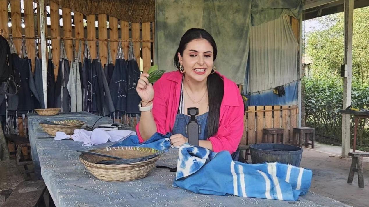 Latin American journalists learn ancient indigo dyeing in SW China's Sichuan