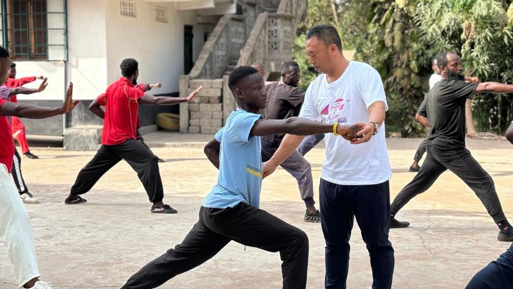 African students demonstrate Shaolin Kung Fu in Zambia