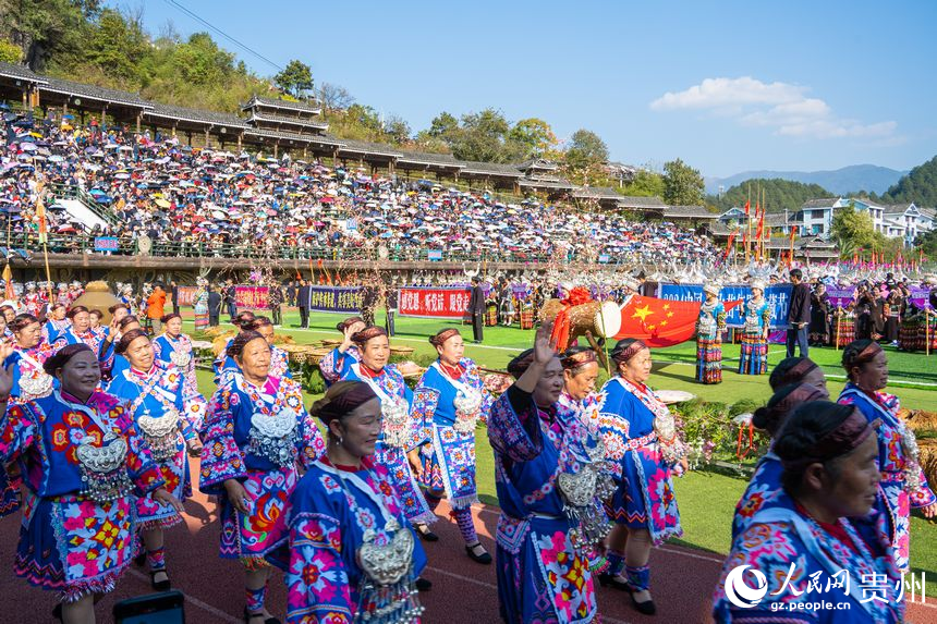 Miao people celebrate traditional New Year and Guzang Festival in SW China's Guizhou