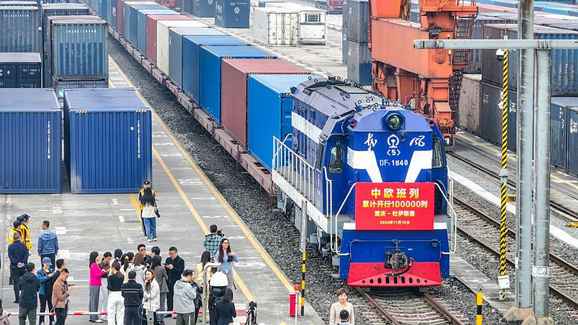 Reaching 100,000th-trip milestone, China-Europe freight train service enhances connectivity, win-win cooperation