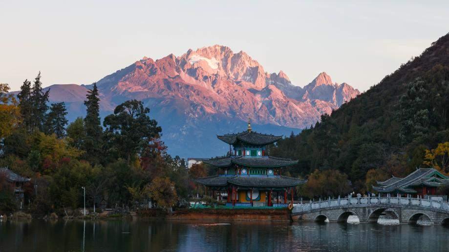 Scenery of Yulong Snow Mountain in Lijiang City, China's Yunnan