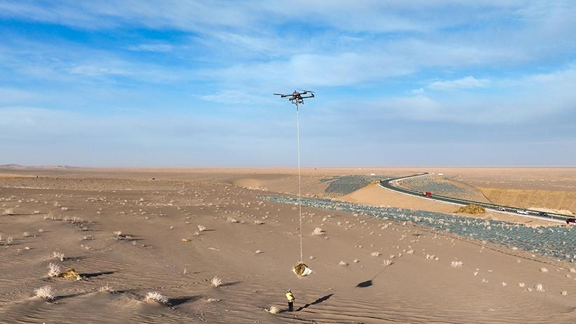 Drones aid in combating desertification in NW China's Gansu
