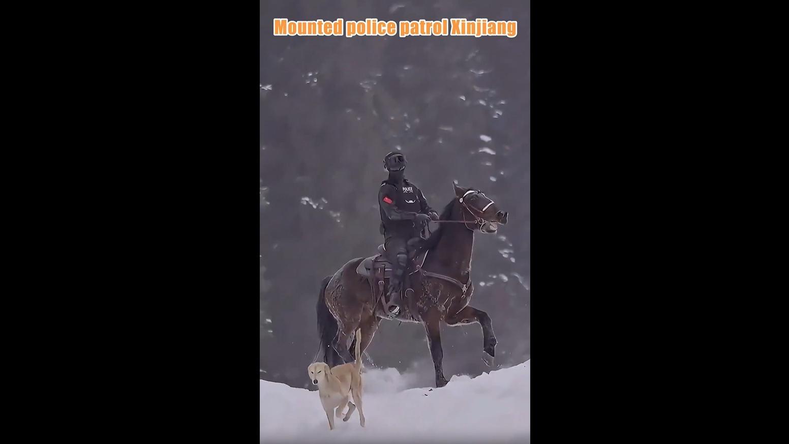 Mounted police patrol Xinjiang