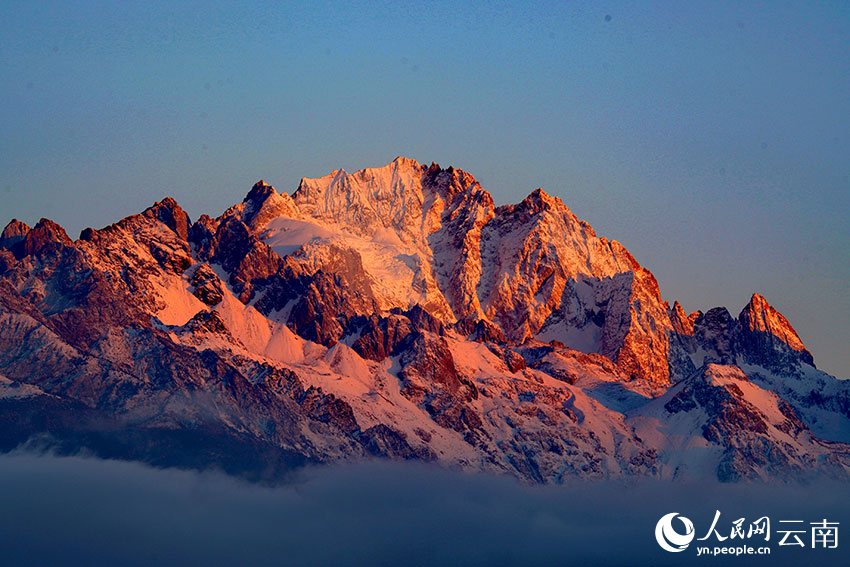 Stunning beauty of Yulong Snow Mountain after snowfall in SW China's Yunnan