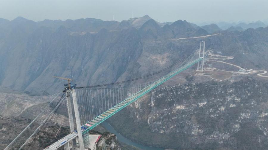 World's tallest bridge connected in Guizhou