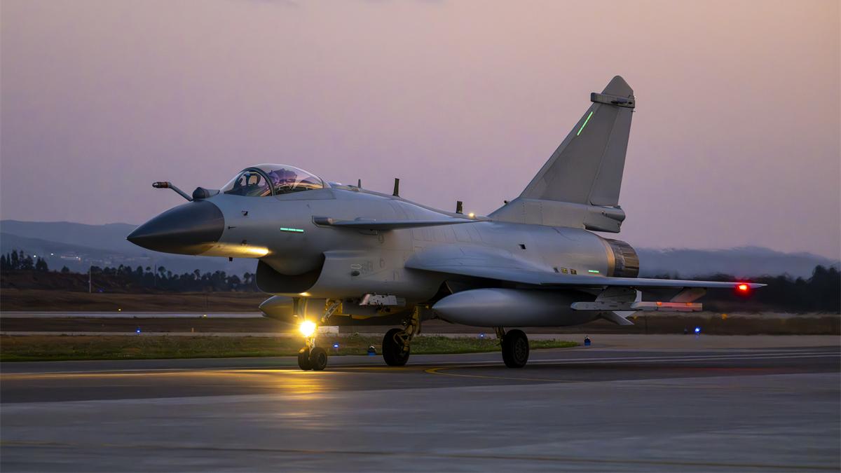 J-10 fighter jet fires rocket projectile