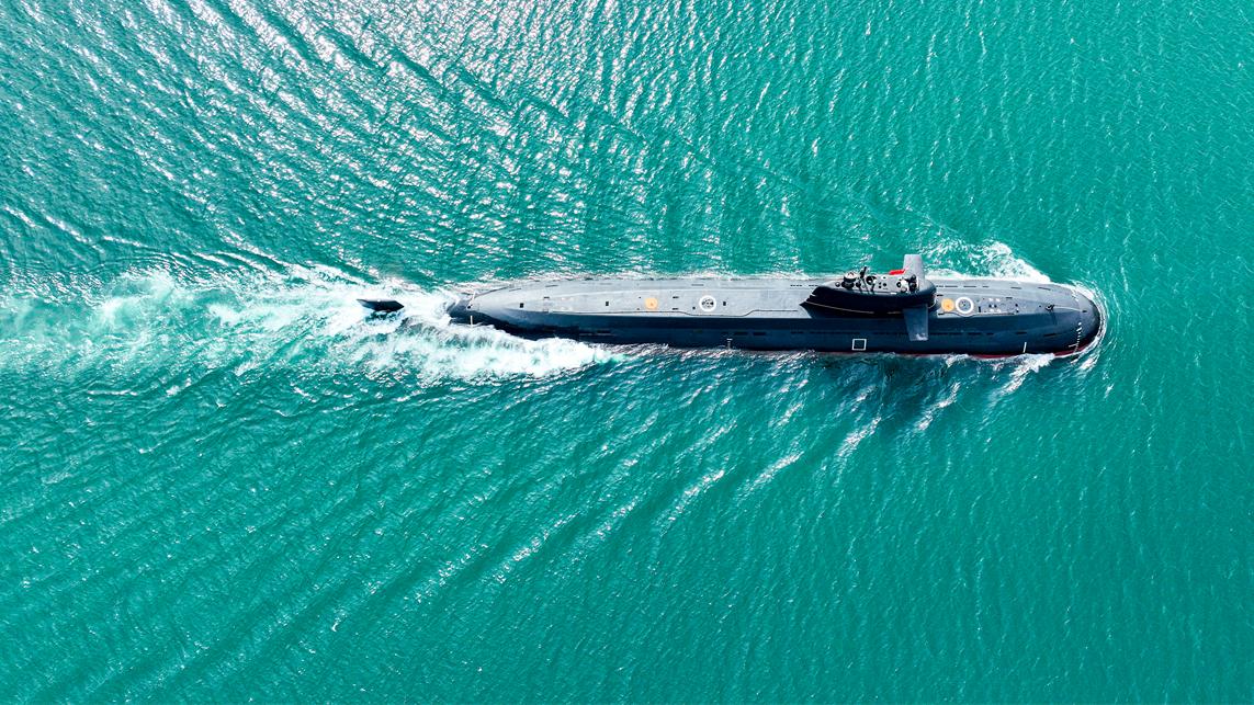 Submarine sails in silence