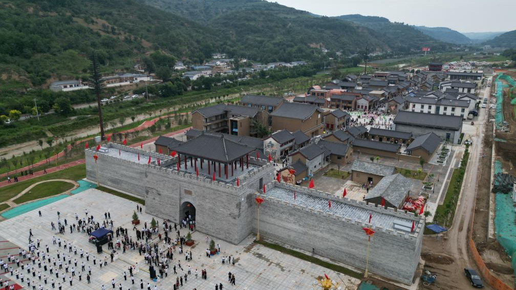 View of cultural park themed on Long March in Nanliang Town, China's Gansu