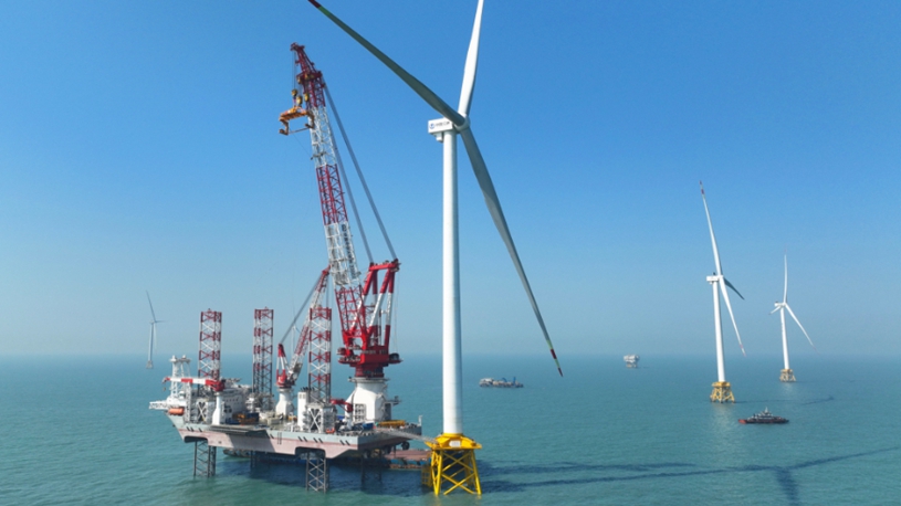 20-megawatt offshore wind turbine unit installed in China's Fujian