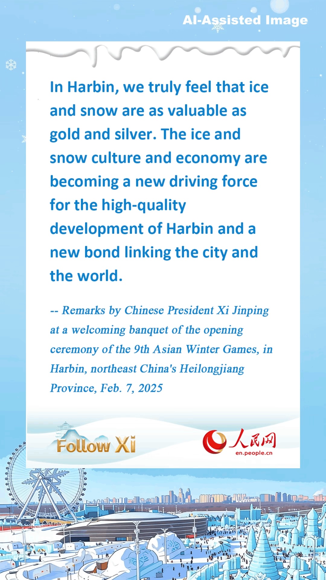 Follow Xi: 'Ice and snow are as valuable as gold and silver'
