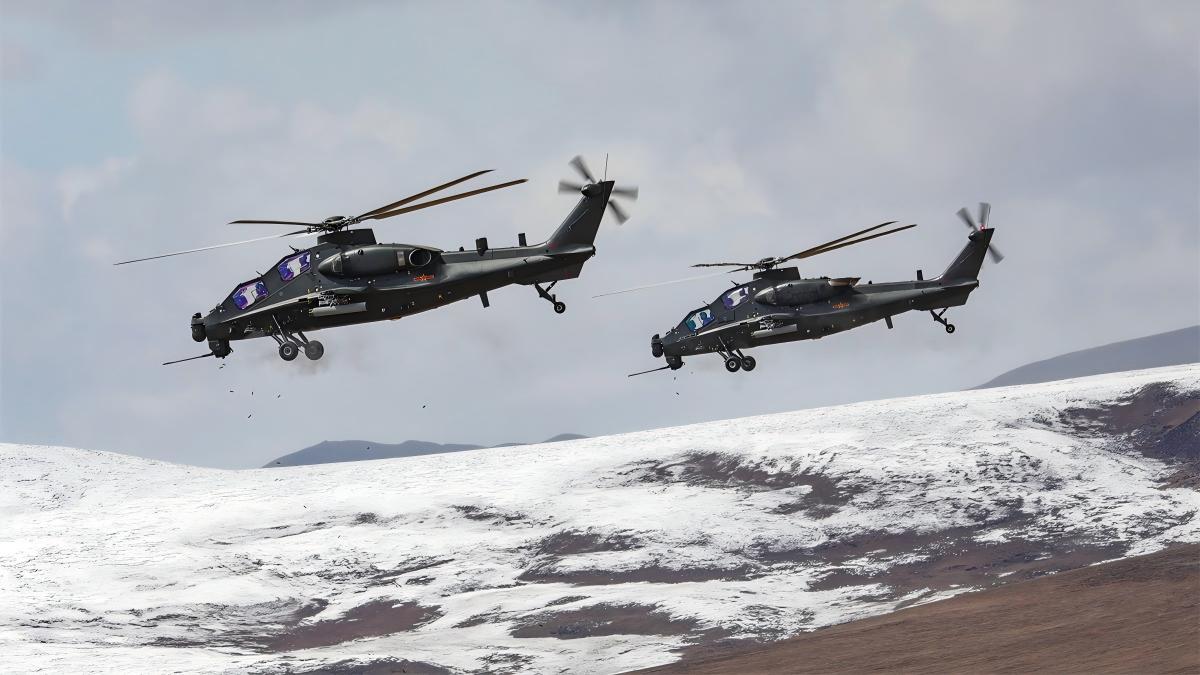 Z-10 attack helicopters fly in formation