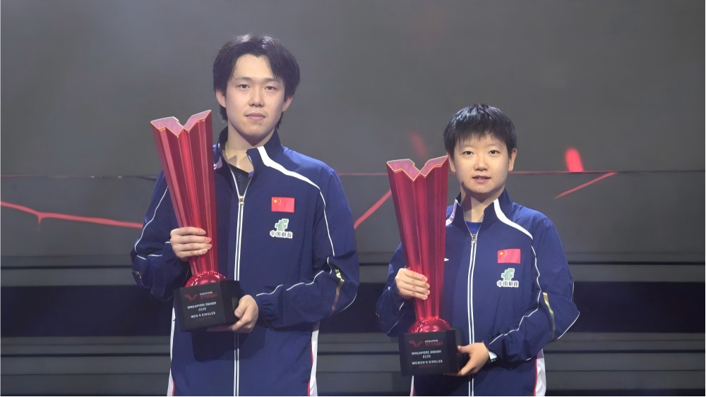 China's Sun Yingsha, Wang Chuqin win singles titles at WTT Singapore Smash