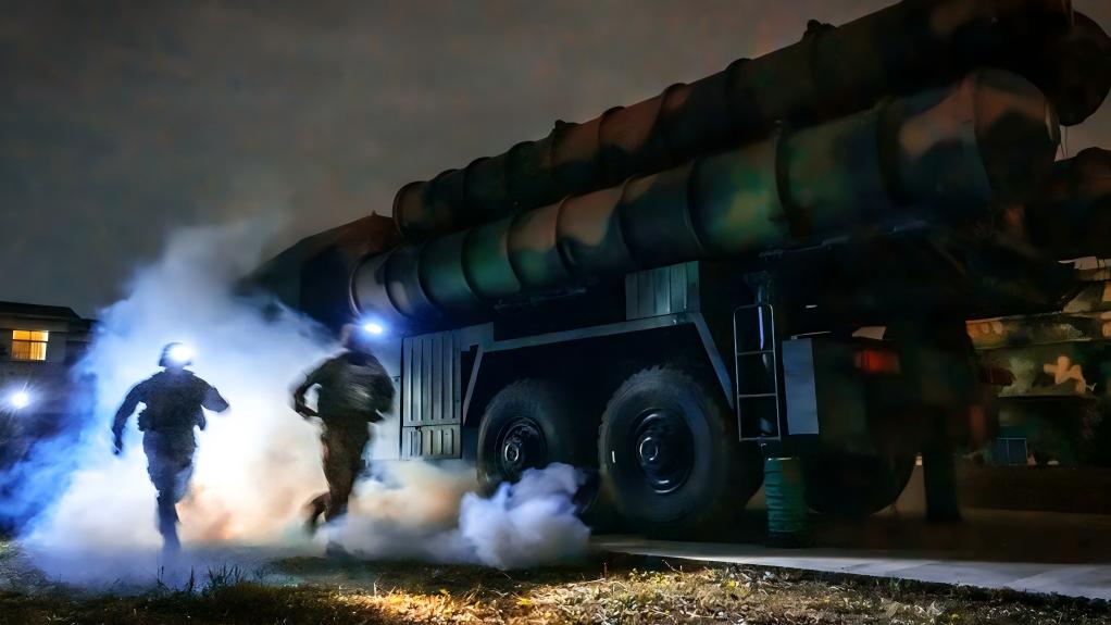 Air defense soldiers rush to positions