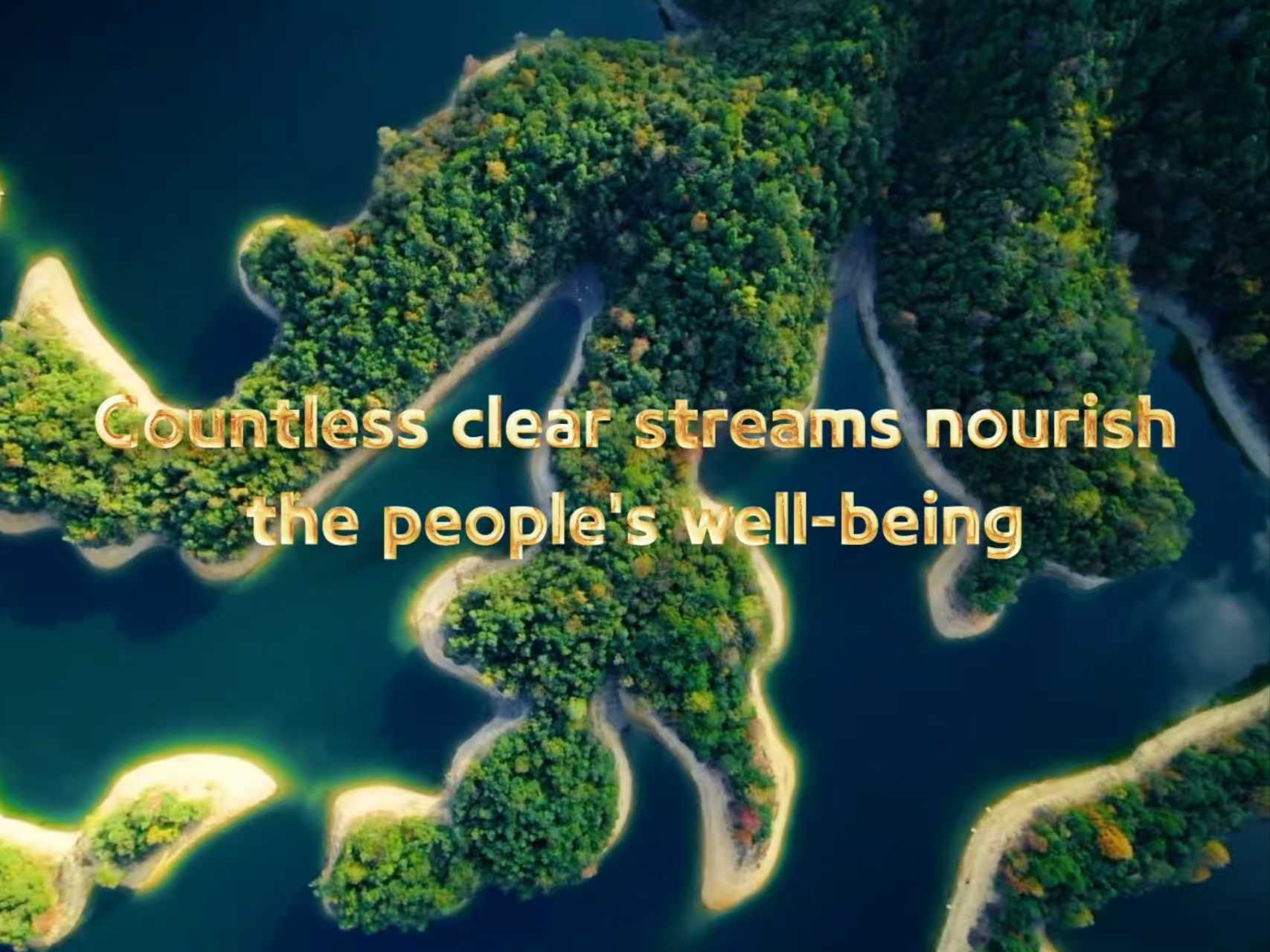 Countless clear streams nourish the people's well-being