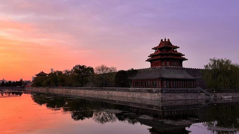 View of morning glow over Beijing