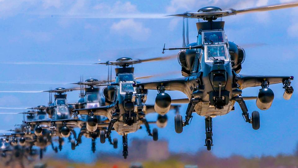 Army helicopters lift off