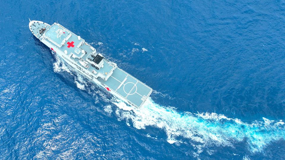 Hospital ship in training