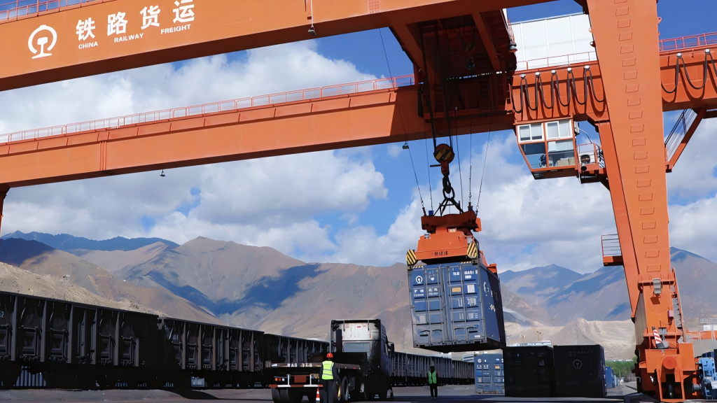 Freight yard at Lhasa West Railway Station bustles as Qinghai-Xizang Railway marks 20th anniversary
