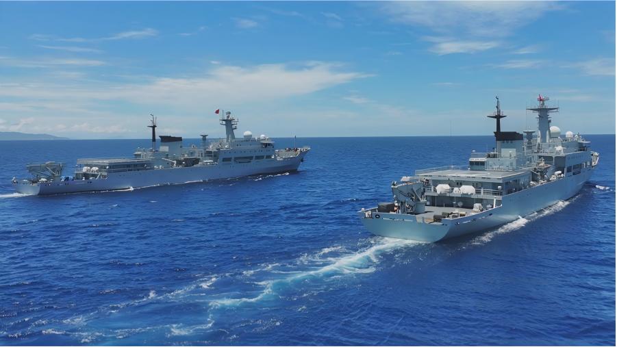 PLA naval vessels in maritime training