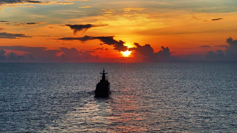 Sunset glow scenery of South China Sea