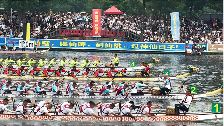 Dragon boat racing drives tourism boom in Xiantao, C China's Hubei
