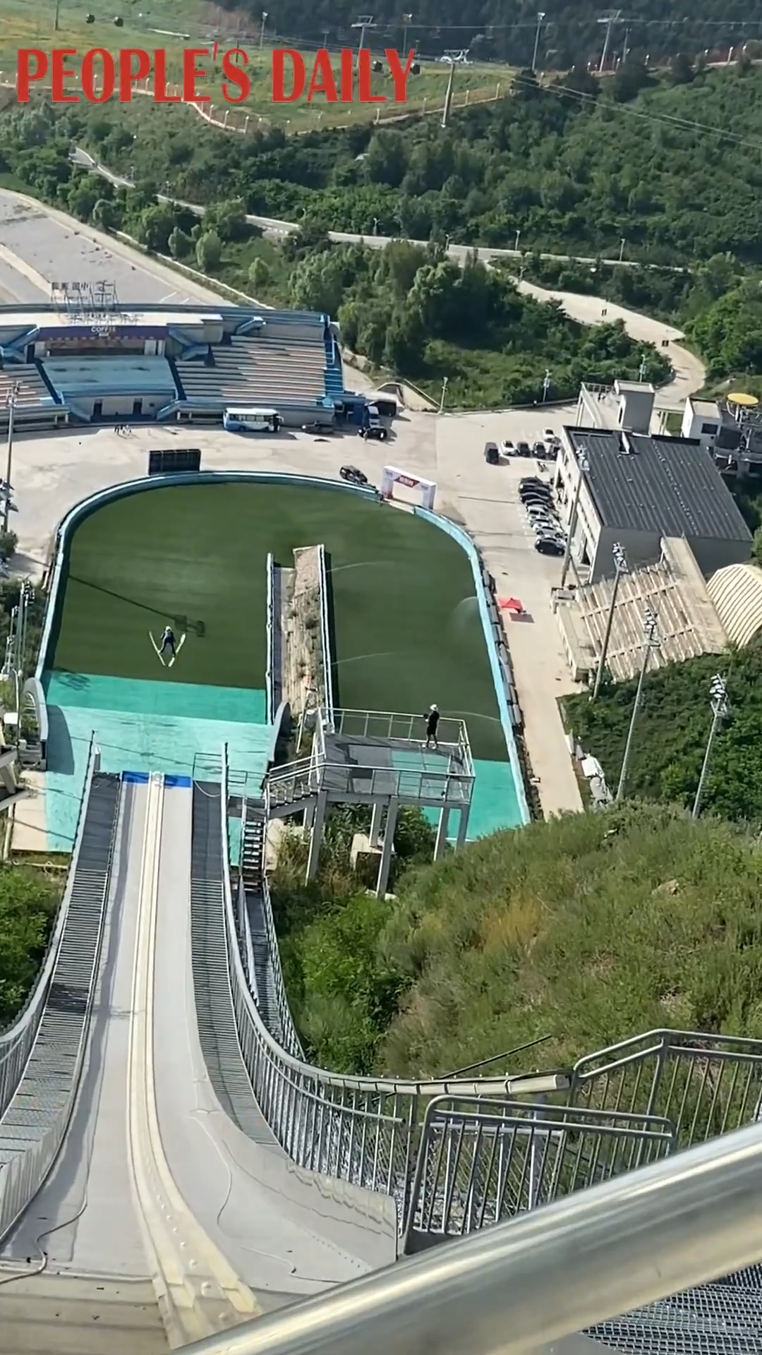 Heart-stopping moment as ski jumper takes flight above the hill
