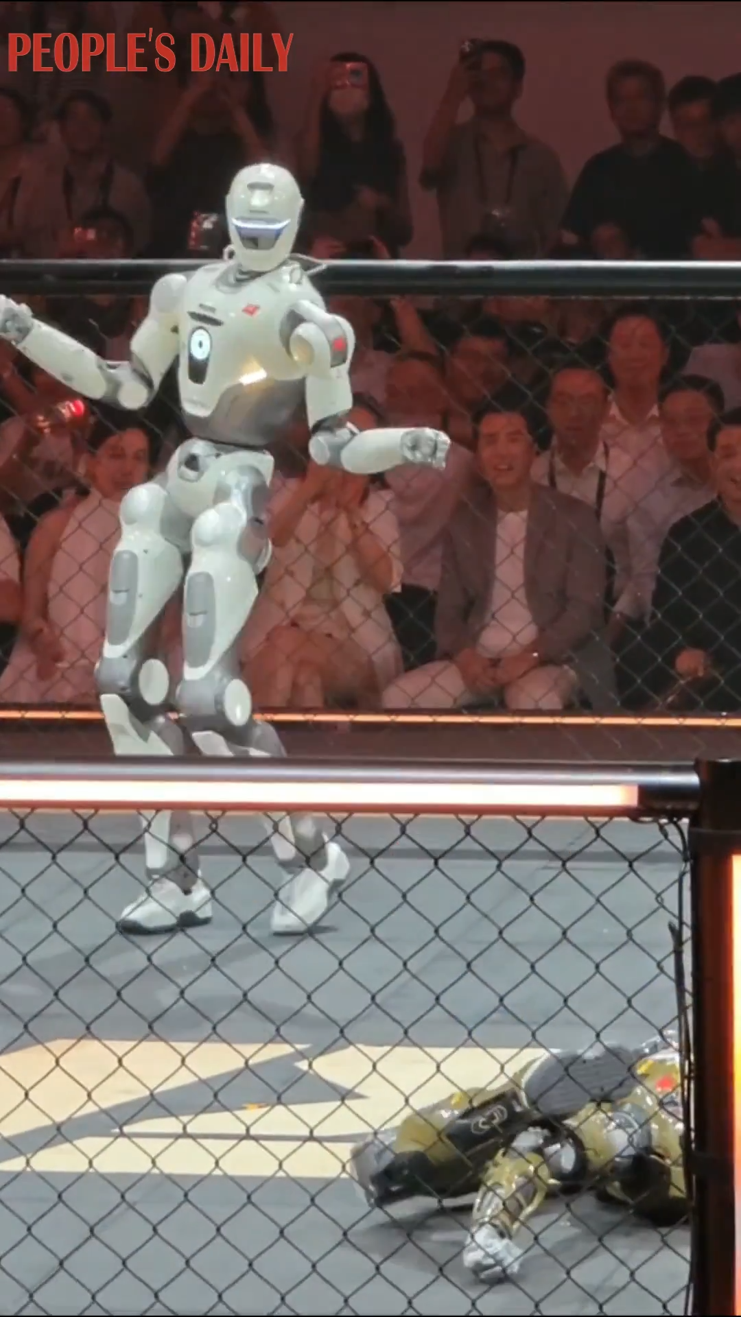 Robot struts its stuff with cheeky victory dance after knockout win