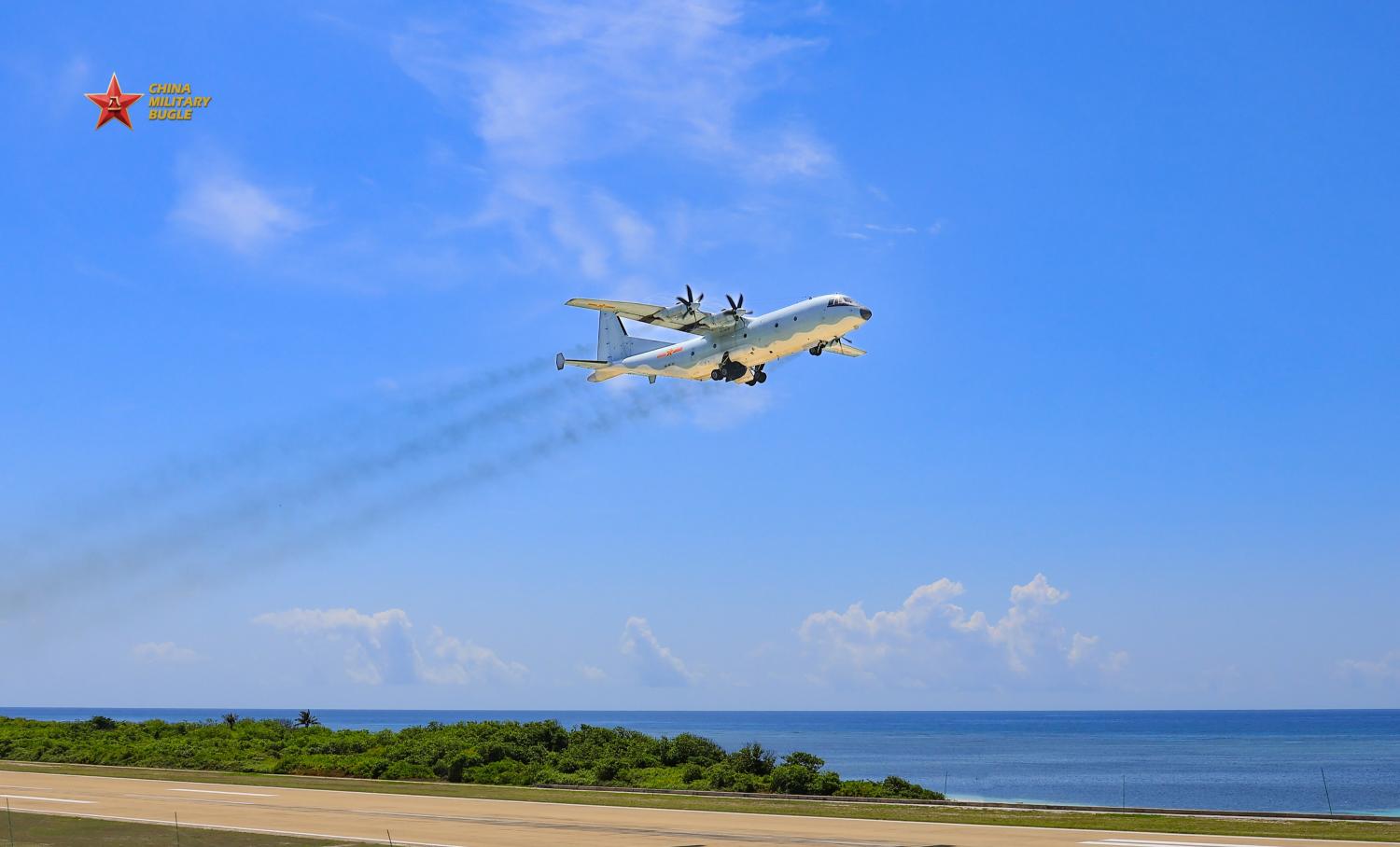 Y-9 transport aircraft in flight training