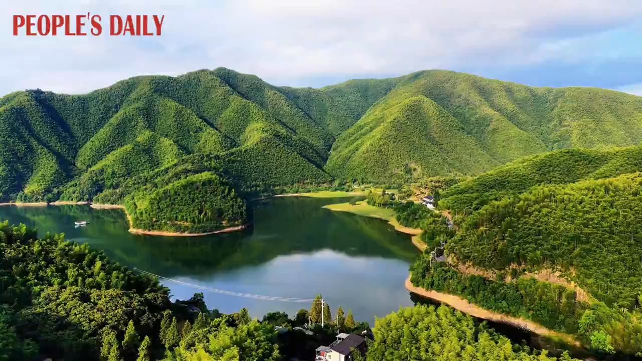 Stunning aerial views of Anji's lush mountains and tranquil waters