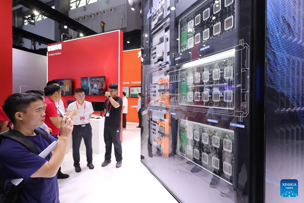 People visit the professional exhibition of the 2026 China International Big Data Industry Expo in Guiyang, southwest China's Guizhou Province, Aug. 28, 2026. Themed "Token: A New Path to Value of Data Elements," the expo spotlights cutting-edge innovations integrating data with artificial intelligence. (Xinhua/Li Xulun)
