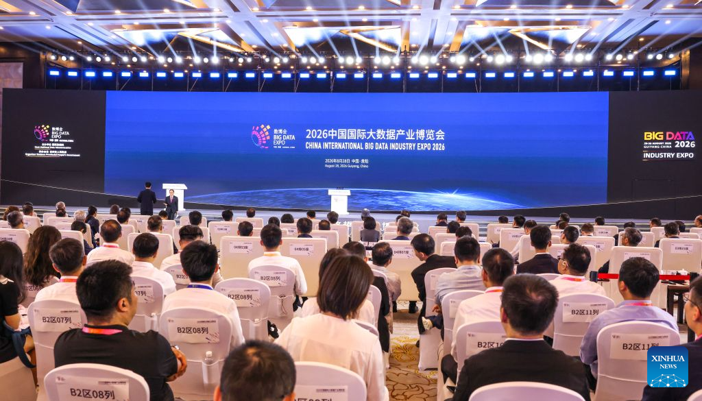 This photo taken on Aug. 28, 2026 shows the opening ceremony of the 2026 China International Big Data Industry Expo in Guiyang, southwest China's Guizhou Province. The 2026 China International Big Data Industry Expo opened on Friday.  Themed "Token: A New Path to Value of Data Elements," the expo has attracted 372 domestic and international companies and over 16,000 registered guests. (Xinhua/Yang Wenbin)