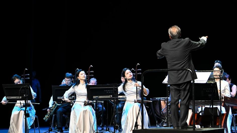 Musicians perform at Chinese folk music concert "A Panorama of Hunan" in Geneva, Switzerland