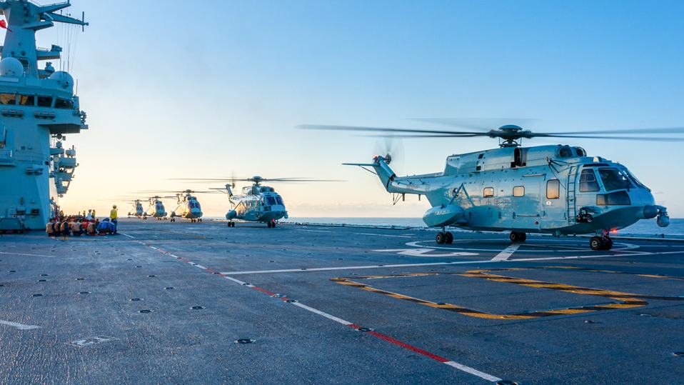 Ship-borne helicopters in round-the-clock flight training