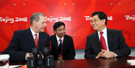 Chinese President, IOC President at National Stadium for Beijing Olympics 