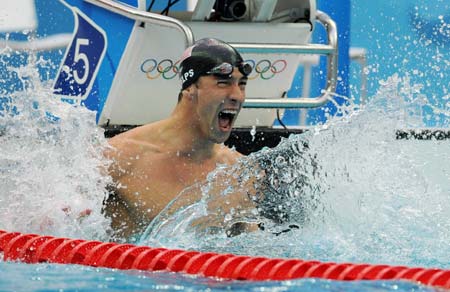 Phelps wins 7th gold, on track to 8 at Beijing Olympics