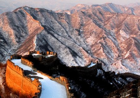 Remnant snow covers Great Wall
