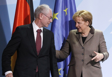 German chancellor, EC president speak at news conference in Berlin