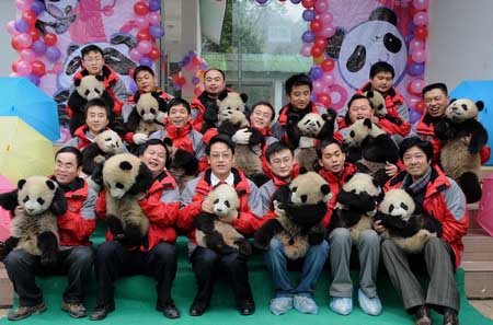 16 pandas to stand on their own paws in S.W.China