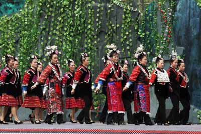 Girls dress up at Miao Ethnic Sisters Festival