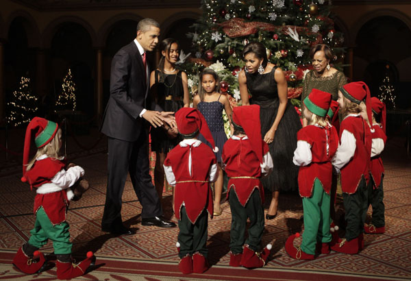 U.S. first family greets children at Christmas in Washington Celebration