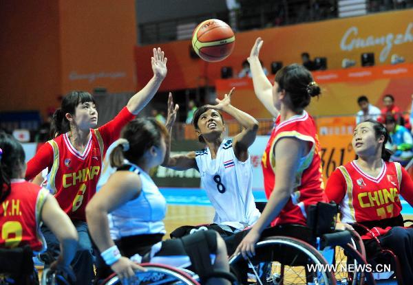 China beat Thailand at women's wheelchair basketball during Para Games 