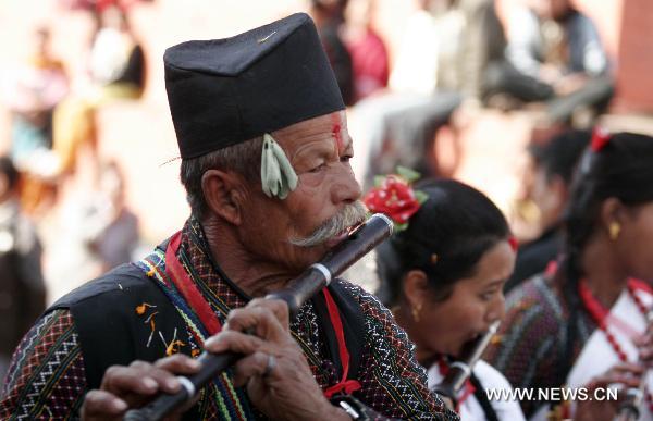 Celebrations of Yomari Punhi festival in Nepal