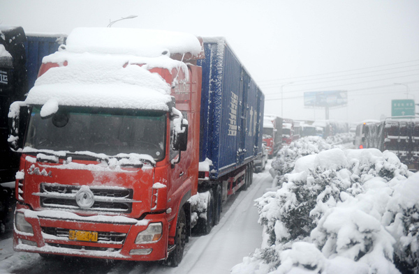 Heavy snowfall causes traffic chaos in S China