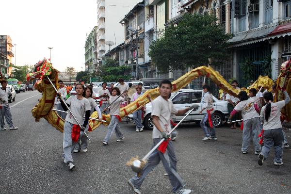 Chinese Lunar New Year celebrated in Chinatown of Yangon